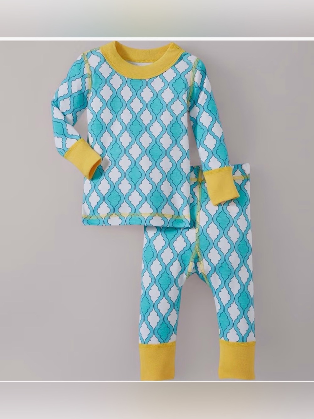 Masala Baby Organic Cotton Pajamas 18-24M Aqua Yellow NWT